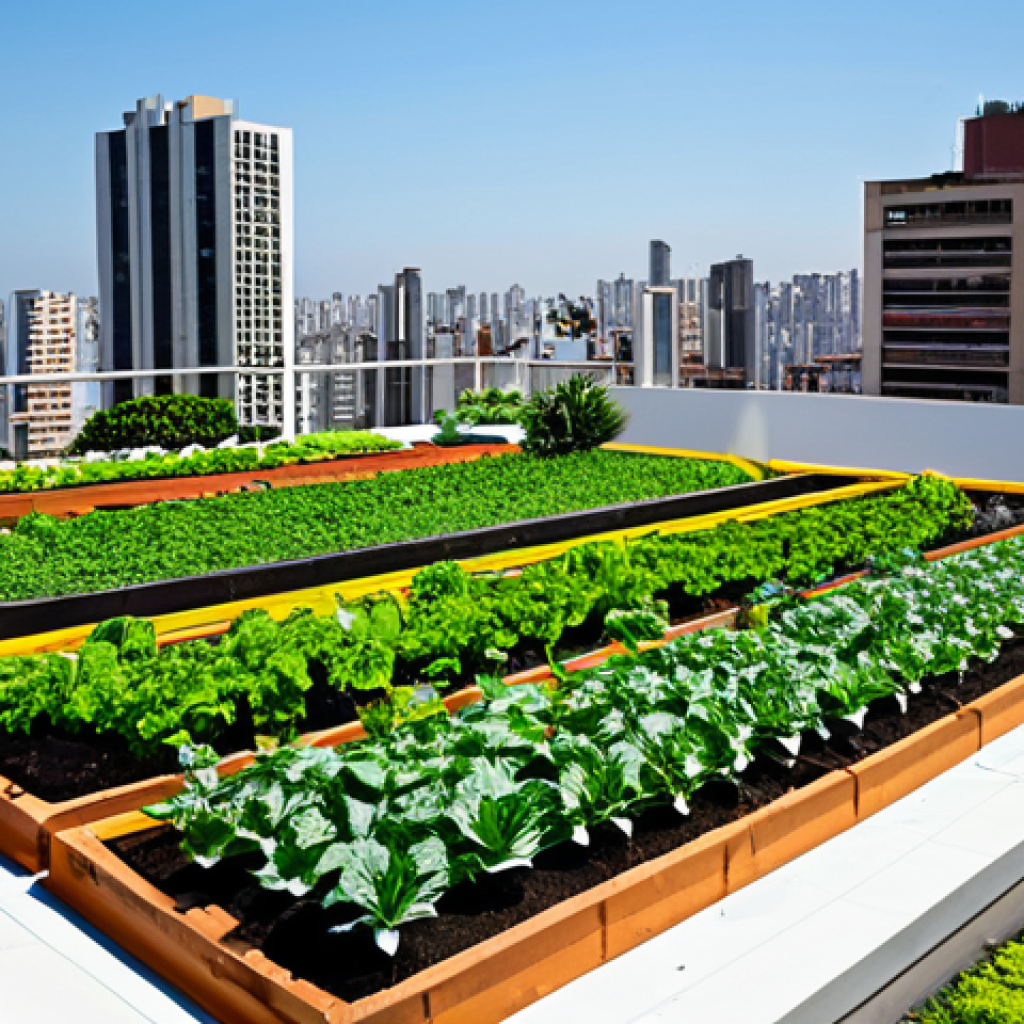 도시농업관리사 자격증 공부 스케줄 - Urban Rooftop Garden**
A vibrant rooftop garden in São Paulo, Brazil. Fully clothed people tending ...