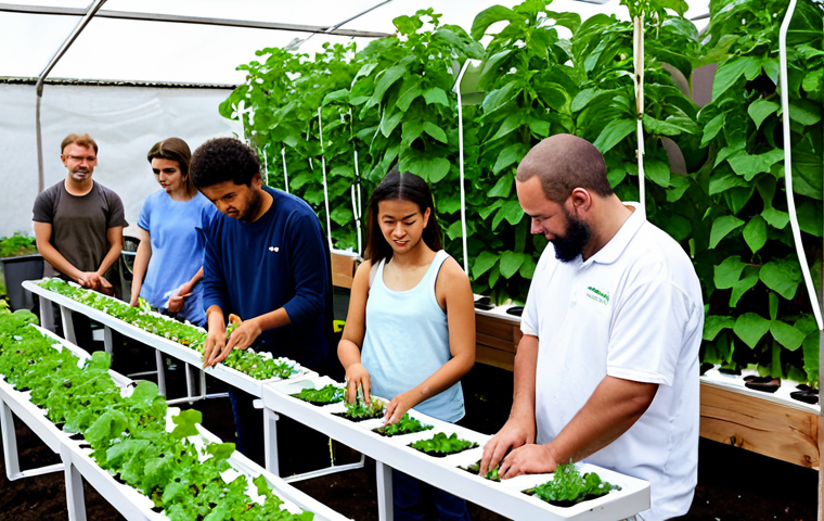 도시농업관리사 자격증 가치와 전망 - Urban Farming Workshop**
"A diverse group of people participating in a hands-on urban farming works...