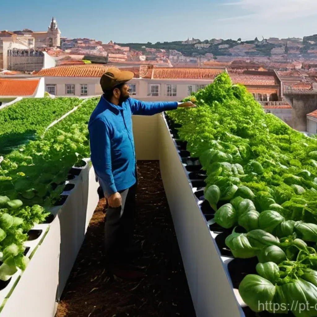 도시농업관리사와 농업 R D의 역할 - **Prompt 1: Urban Green Architects of Lisbon's Rooftops**
"A vibrant, high-angle wide shot of a ...