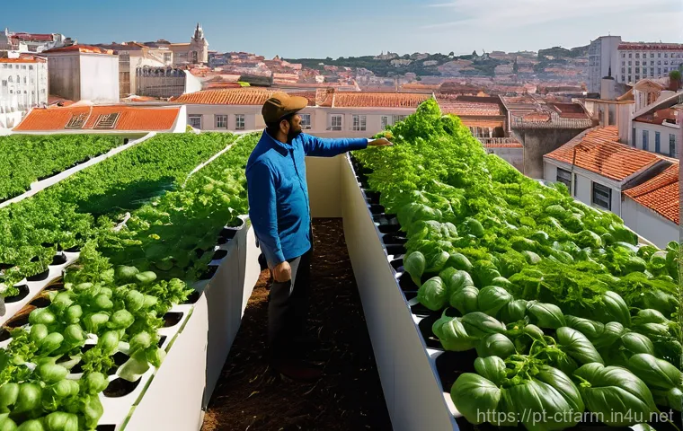 도시농업관리사와 농업 R D의 역할 - **Prompt 1: Urban Green Architects of Lisbon's Rooftops**
"A vibrant, high-angle wide shot of a ...