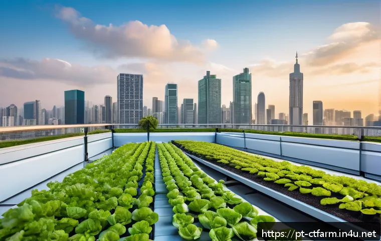 도시농업관리사 자격증 합격률 분석 - A modern urban rooftop garden in São Paulo at sunrise, showcasing diverse crops like lettuce, tomato...