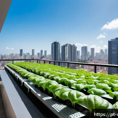 Home 17 도시농업관리사 업무 스킬 업그레이드 - A modern urban hydroponic farm on a spacious apartment balcony in São Paulo, Brazil, featuring lush ...